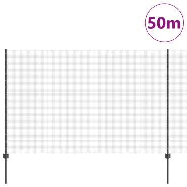 vidaXL Συγκολλητός φράκτης με 44 U Πόστες Γκρι 1.5x50 μ Ατσάλι