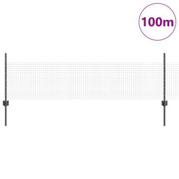 vidaXL Συρματόπλεγμα με 44 Δοκάρια Γκρι 0.5x100 μ Σκυρόδεμα