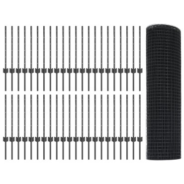 vidaXL Φράχτης με 44 U Posts Γκρι 0.6x100 μ Steel