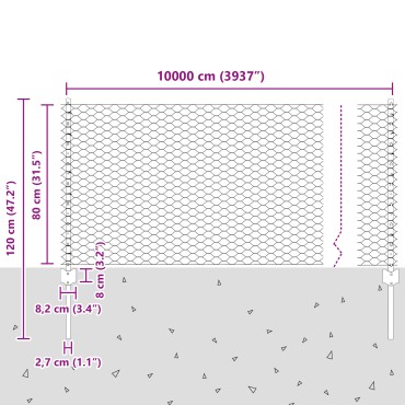 11 τεμ. Στηρίγματα Φράκτη vidaXL U-Channel Πράσινα 80cm Ατσάλι, Φράκτης vidaXL Εξαγωνικός Πράσινος 0.8x100 μ Ατσάλι