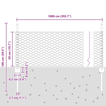 Πόλοι Φράκτη vidaXL 5 τεμ U-Channel Γκρι 60cm Χάλυβας, Εξαγωνικός Φράκτης vidaXL Γκρι 0.5x10 μ Χάλυβας