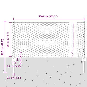 Φράκτες vidaXL 5 τεμ U-Channel Γκρι 80cm Μέταλλο, Γκρι Εξαγωνικός Φράκτης vidaXL 0.8x10 μ Μέταλλο