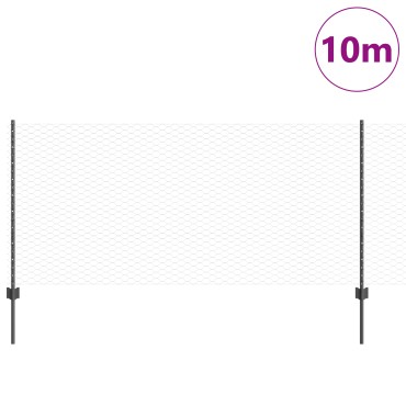 Φράχτες vidaXL 10 τεμ U-Channel Γκρι 100cm Χάλυβας, Εξαγωνικός φράχτης vidaXL Γκρι 1x10 μ Χάλυβας