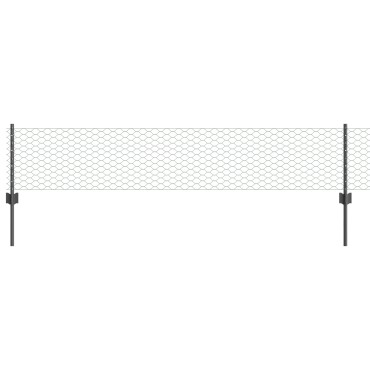 Post Φράκτη vidaXL 11 τμχ U-Channel Γκρι 40cm Χάλυβας, Φράκτης Εξαγωνικός vidaXL Γκρι 0,4x50 μ Χάλυβας