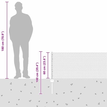 vidaXL Εξαγωνική Φράχτη με Στύλο 50x0,6 μ PVC-Επικαλυμμένο Ατσάλι
