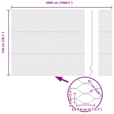 vidaXL Εξαγωνική Φράχτη με Στύλο 50x1,5 m PVC-Επικαλυμμένο Ατσάλι