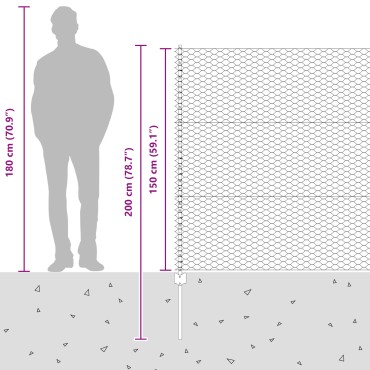 vidaXL Εξαγωνική Φράχτη με Στύλο 50x1,5 m PVC-Επικαλυμμένο Ατσάλι