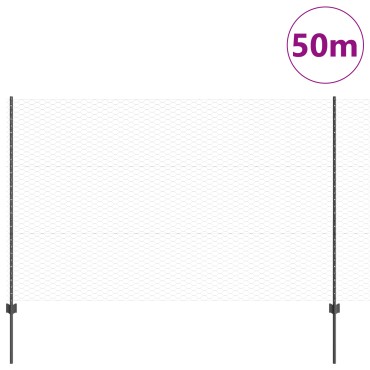 vidaXL Εξαγωνική Φράχτη με Στύλο 50x1,5 m PVC-Επικαλυμμένο Ατσάλι