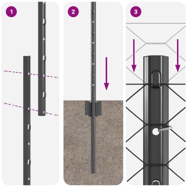 vidaXL Εξαγωνική Φράχτη με Στύλο 50x1,5 m PVC-Επικαλυμμένο Ατσάλι
