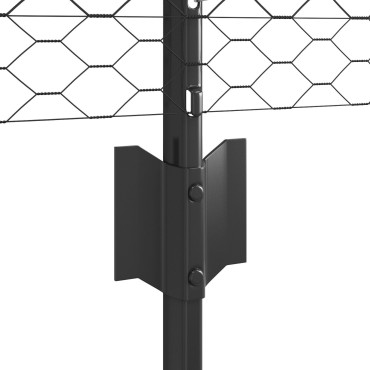 Posts Φράκτη vidaXL 11 τεμ U-Channel Γκρι 80cm Χάλυβα, Εξαγωνικός Φράκτης vidaXL Γκρι 0.8x100 μ Χάλυβας