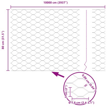 Φράχτες vidaXL 11 τεμ U-Channel Γκρι 80cm Χάλυβας, Φράχτης vidaXL Εξαγωνικός Γκρι 0,8x100 μ Χάλυβας