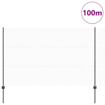 Φράχτες vidaXL 22 τμχ U-Channel Γκρι 150cm Χάλυβας, Εξαγωνικός Φράχτης vidaXL Γκρι 1.5x100 μ Χάλυβας
