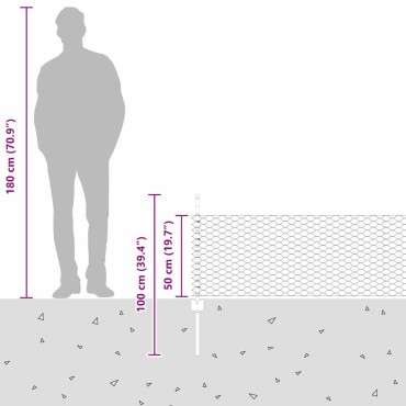 vidaXL Εξαγωνική Φράχτη με Στύλο 10x0,5 m Γαλβανισμένος Χάλυβας