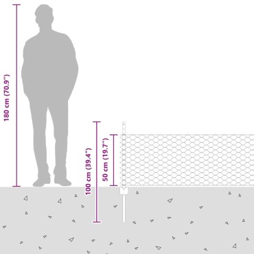 vidaXL Εξαγωνική Φράχτη με Στύλο 10x0,5 m Γαλβανισμένος Χάλυβας