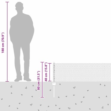 vidaXL Εξαγωνική Φράχτη με Στύλο 25x0,4 m Γαλβανισμένος Χάλυβας