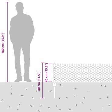 vidaXL Εξαγωνική Φράχτη με Στύλο 25x0,4 m Γαλβανισμένος Χάλυβας