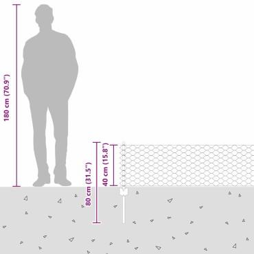 vidaXL Εξαγωνική Φράχτη με Στύλο 25x0,4 m Γαλβανισμένος Χάλυβας
