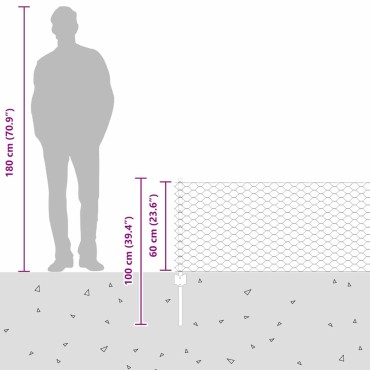 vidaXL Εξαγωνική Φράχτη με Στύλο 25x0,6 μ Γαλβανισμένος Χάλυβας