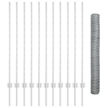 vidaXL σετ φράκτη Σετ 2 Γαλβανισμένο ατσάλι 25x1.2 μ Ανθεκτικό