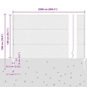 Πόλοι Φράχτη vidaXL 22 τεμ U-Channel 140cm Γαλβανισμένο Ατσάλι, Εξαγωνική Φράχτη vidaXL 1.4x25 μ Γαλβανισμένο Ατσάλι