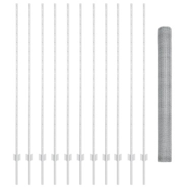 vidaXL Set Φράχτη Σετ 2 Γαλβανισμένος χάλυβας 25x1.5 μ φράχτης