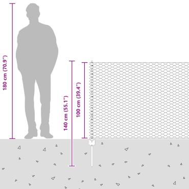 vidaXL Εξαγωνική Φράχτη με Στύλο 50x1 m Γαλβανισμένος Χάλυβας Ασημί