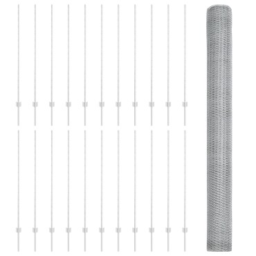 Φράχτες vidaXL 22 τμχ U-Channel 140cm Γαλβανισμένος Χάλυβας, Φράχτης vidaXL Εξαγωνικός 1,4x50 μ Γαλβανισμένος Χάλυβας