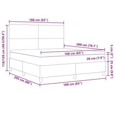 vidaXL Κρεβάτι Box Spring με Στρώμα Ανοιχτό Γκρι 160x200 εκ Ύφασμα Μπουρμπουλήθρας
