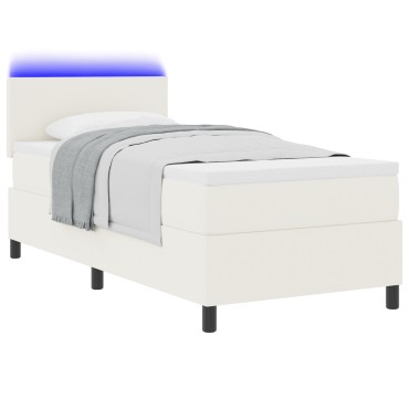 vidaXL κρεβάτι με στρώμα και LED Κρέμα 100x200 εκ. Καναβάρι