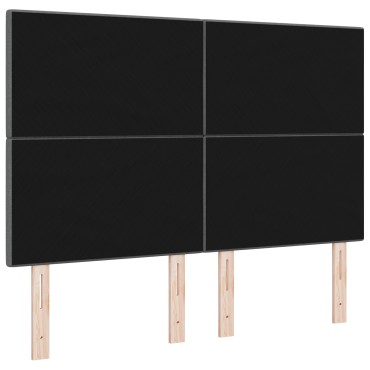 vidaXL Κεφαλάρι με Κουμπιά Σκούρο Γκρι Ύφασμα 144x7x128cm 1 τεμ.