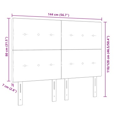 vidaXL Κεφαλάρι με Κουμπιά Σκούρο Γκρι Ύφασμα 144x7x128cm 1 τεμ.