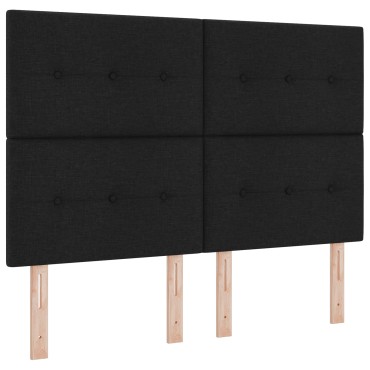 vidaXL Κεφαλάρι με Κουμπιά Μαύρο Ύφασμα 144x7x128cm 1 τεμ.
