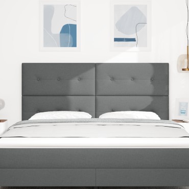 vidaXL Κεφαλάρι Με Κουμπιά Γκρι Υφάσματος 180x7x128cm 1 τεμ.