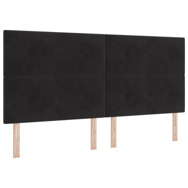vidaXL Κεφαλάρι Με Κουμπιά Μαύρο Βελούδο 200x118x7cm 1 τεμ.