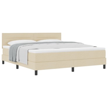 vidaXL Κρεβάτι με Στρώμα Κρεμ 180x200 cm Ύφασμα