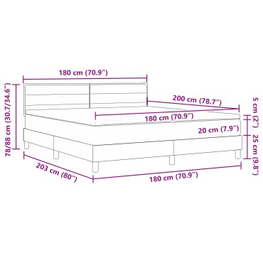vidaXL Κρεβάτι με Στρώμα Κρεμ 180x200 cm Ύφασμα