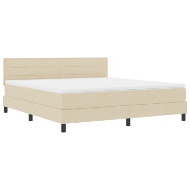 vidaXL Κρεβάτι με Στρώμα Κρεμ 180x200 cm Ύφασμα
