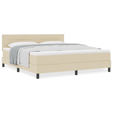 vidaXL Κρεβάτι με Στρώμα Κρεμ 180x200 cm Ύφασμα