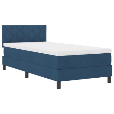 vidaXL κρεβάτι Box Spring με στρώμα Μπλε 90x190 εκ. Ύφασμα