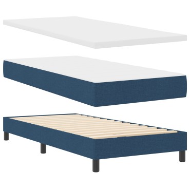 vidaXL κρεβάτι Box Spring με στρώμα Μπλε 90x190 εκ. Ύφασμα