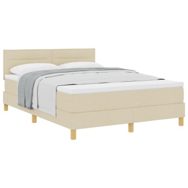 vidaXL Κρεβάτι Box Spring με Στρώμα Κρεμ 140χ200 εκ. Ύφασμα