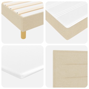 vidaXL Κρεβάτι Box Spring με Στρώμα Κρεμ 140χ200 εκ. Ύφασμα