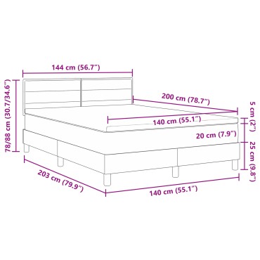 vidaXL Κρεβάτι Box Spring με Στρώμα Κρεμ 140χ200 εκ. Ύφασμα