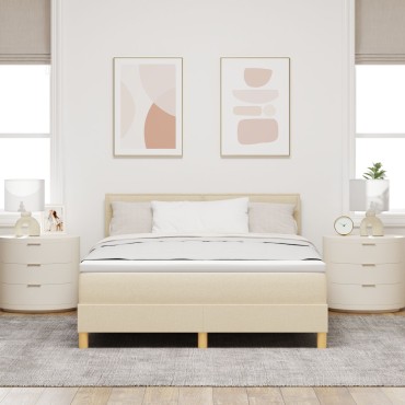 vidaXL Κρεβάτι Box Spring με Στρώμα Κρεμ 140χ200 εκ. Ύφασμα