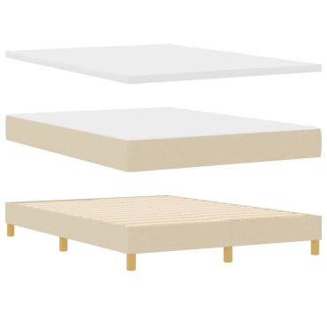 vidaXL Κρεβάτι Box Spring με Στρώμα Κρεμ 140χ200 εκ. Ύφασμα