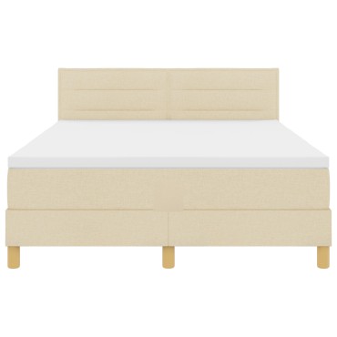 vidaXL Κρεβάτι Box Spring με Στρώμα Κρεμ 140χ200 εκ. Ύφασμα