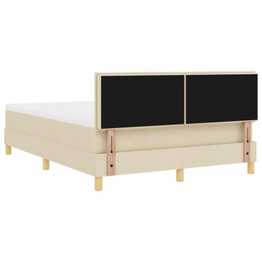 vidaXL Κρεβάτι Box Spring με Στρώμα Κρεμ 140χ200 εκ. Ύφασμα