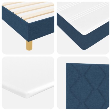 vidaXL Κρεβάτι Box Spring με Στρώμα Μπλε 90x200 εκ. Ύφασμα
