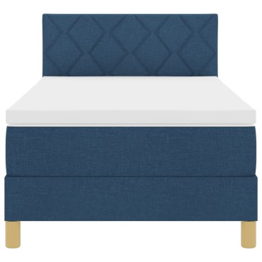 vidaXL Κρεβάτι Box Spring με Στρώμα Μπλε 90x200 εκ. Ύφασμα