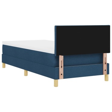 vidaXL Κρεβάτι Box Spring με Στρώμα Μπλε 90x200 εκ. Ύφασμα